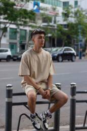 T-SHIRT ESSENTIALS BEIGE OVERSIZED HOMME