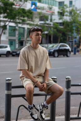 T-SHIRT ESSENTIALS BEIGE OVERSIZED HOMME